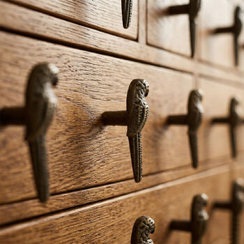Antique Brass Perched Parrot Drawer Knob, 3 of 9