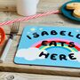 Bright Rainbow And Clouds Personalised Placemat, thumbnail 2 of 6