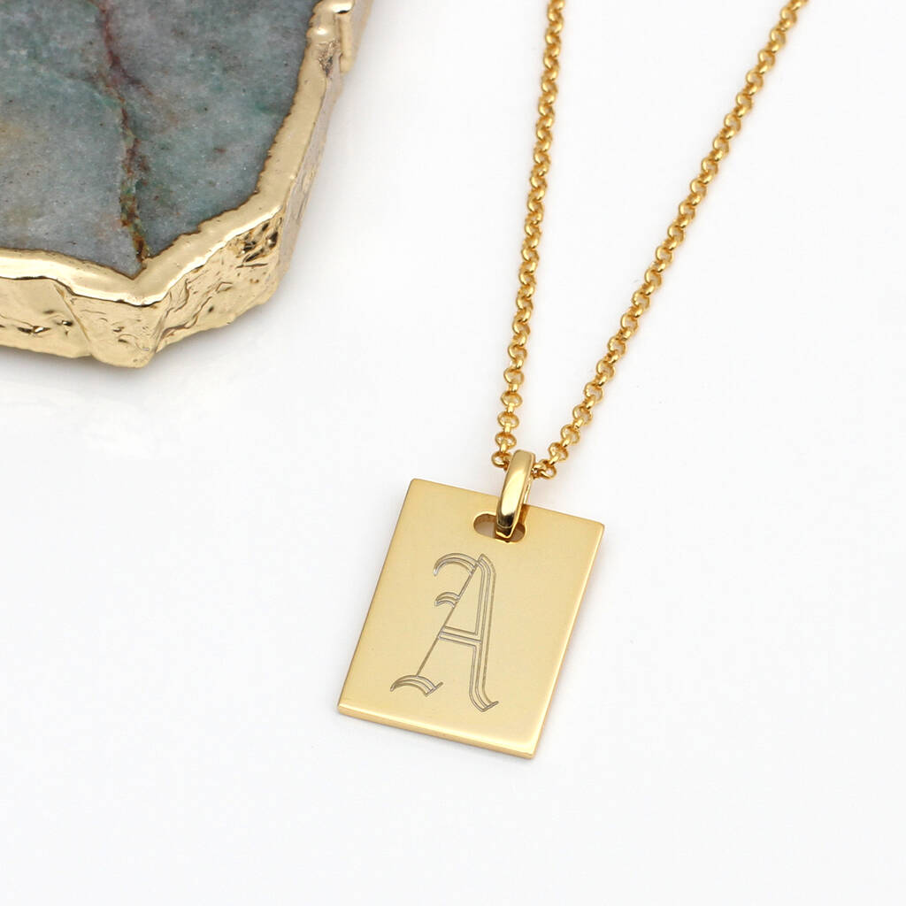 Personalised Sterling Silver Gold Plated Tag Necklace, 1 of 3