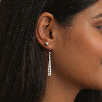 Sterling Silver Hammered Bar Drop Earrings – 35mm X 5mm, 2 of 8