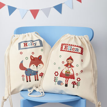 Personalised Playful Fox Cotton Nursery Bag, 3 of 4
