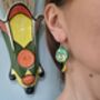 Hand Painted Brussel Sprout Face Bauble Earrings, thumbnail 4 of 11