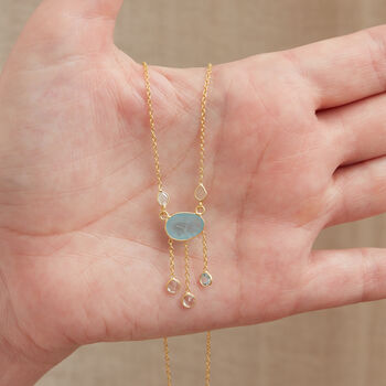 Aquamarine And Diamond Slice Pendant Necklace, 6 of 10