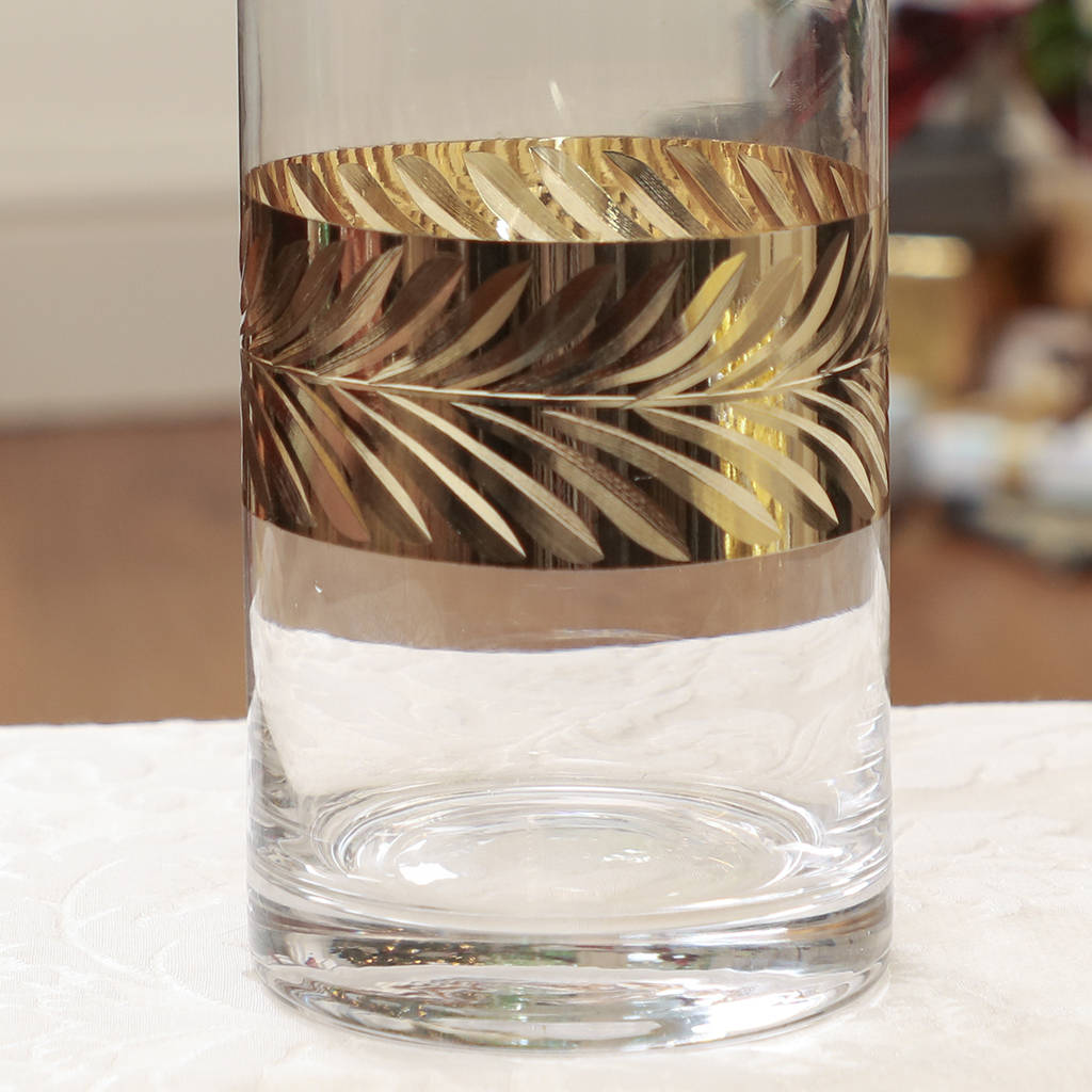 gold etched brandy decanter gift for him by dibor