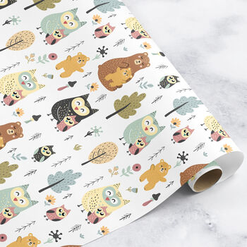 Mothers Day Wrapping Paper Roll Owl Bear Baby, 3 of 3