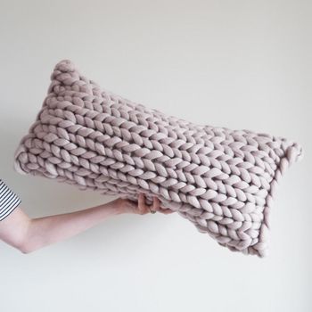 Oblong Chunky Knit Panel Cushion, 7 of 7
