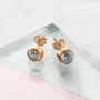 Rough Diamond April Birthstone Rose/Gold Plate Earrings, thumbnail 1 of 2
