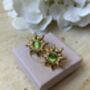 Gold Sun Green Stud Earrings, thumbnail 6 of 6