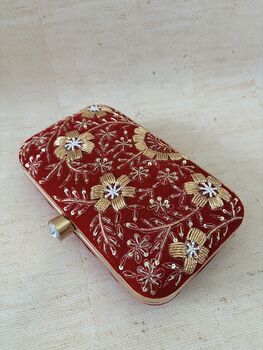 Indian Red Rectangular Clutch Bag, 2 of 10