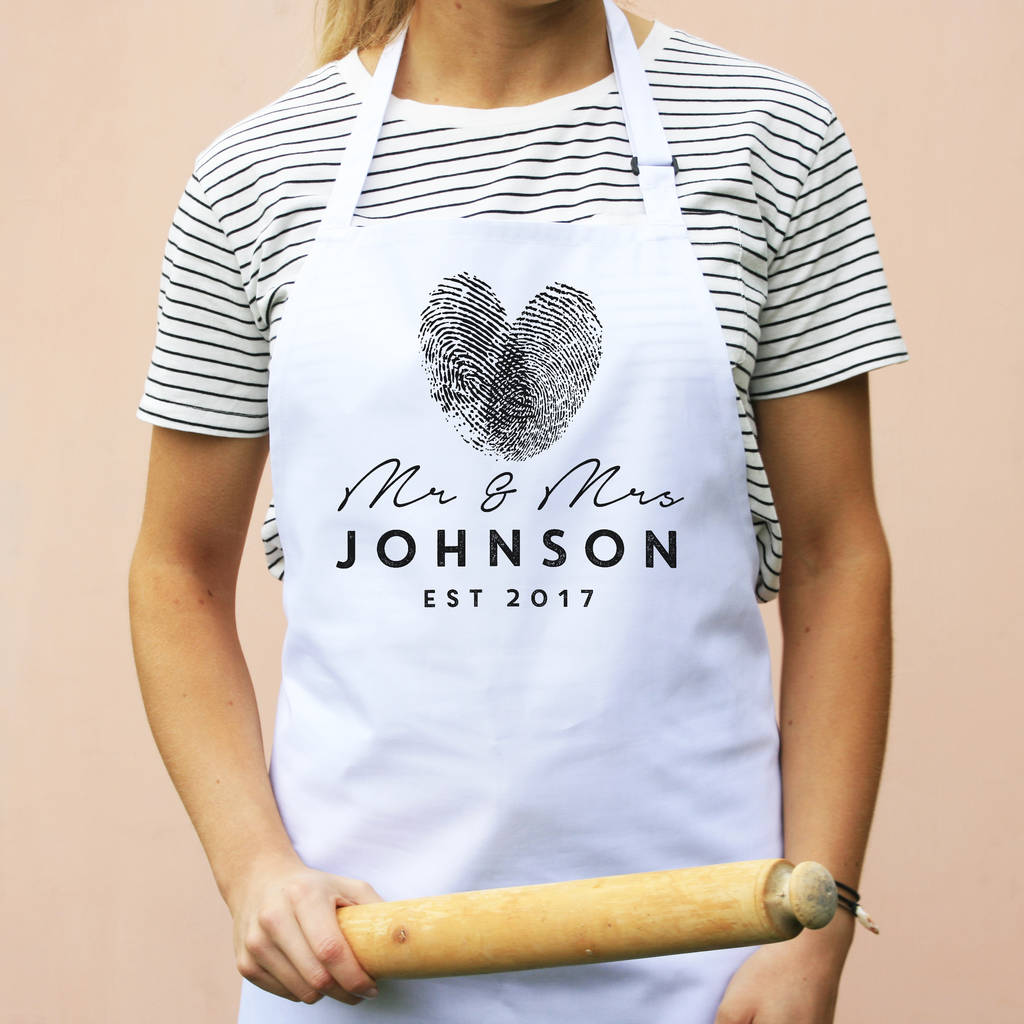 Personalied Mr And Mrs Finger Print Apron