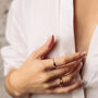 Oxidised Silver, Gold Keum Boo Geometric Stacking Ring, thumbnail 3 of 6