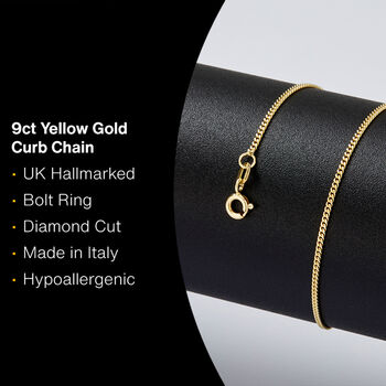 Solid 9ct Yellow Gold Medium Curb Chain Necklace, 2 of 3