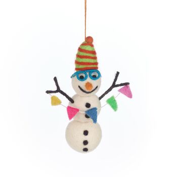 Handmade Felt Benedict The Snowman Decoration, 3 of 4