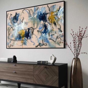 Large Blue Abstract Landscape Painting Authentic Art Contemporary, 3 of 3
