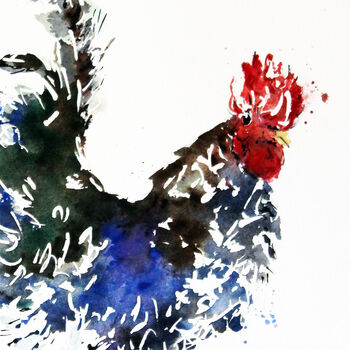 Chicken Painting, Blue Hen, 3 of 3