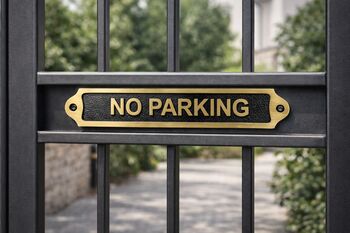 Personalised No Parking Brass Plaque With Vintage Finish, 3 of 8