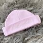 Personalised Embroidered Baby Pink Newborn Hat, thumbnail 1 of 8