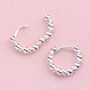 Sterling Silver Chunky Beaded Huggie Hoop Earrings, thumbnail 2 of 7