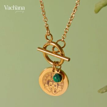 Goddess Ganesha Malachite Pendant Necklace, 6 of 12