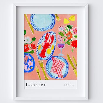 Lobster Art Print Watercolour Pastel Poster, 2 of 6