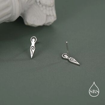 Mother Earth / Neolithic Goddess / Fertility Goddess Stud Earrings In Sterling Silver, 7 of 12