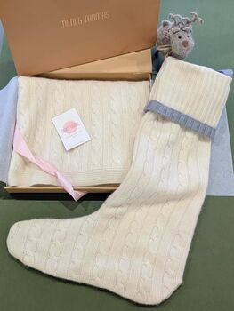 Personalised Pure Cashmere Cable Christmas Stocking, 9 of 9