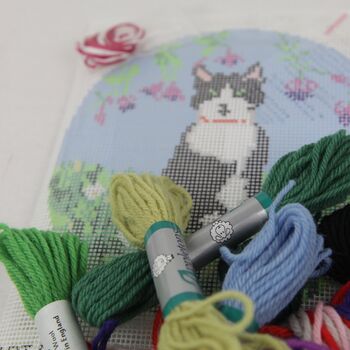 ‘Socks Clinton’ Cat Pawtrait Needlepoint Canvas Kit, 2 of 6