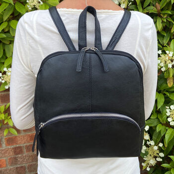 Genuine Leather Black Leather Backpack, 2 of 2