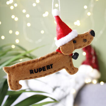 Personalised Dachshund Sausage Dog Christmas Decoration, 8 of 8
