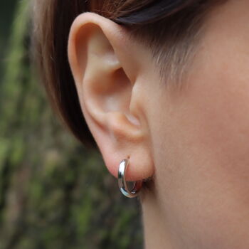 Silver Hoop Earrings Minimalist Jewellery, 2 of 4