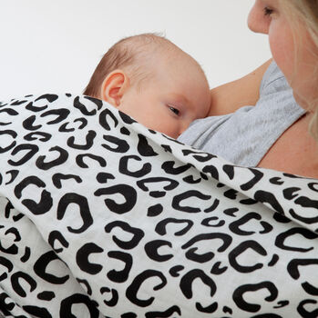 Large Leopard Print Baby Sensory Muslin New Baby Gift, 3 of 3