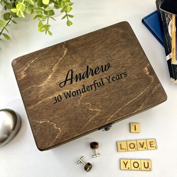 Carved Personalised Wooden Anniversary Box, 4 of 11