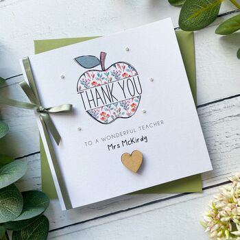 Handmade Thank You Teacher/Teaching Assistant, Apple Design, 3 of 5
