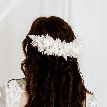 Star White Bridal Dried Flower Wedding Headpiece, 5 of 6
