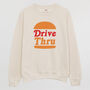 Drive Thru Men’s Slogan Sweatshirt With Burger Graphic, thumbnail 3 of 4