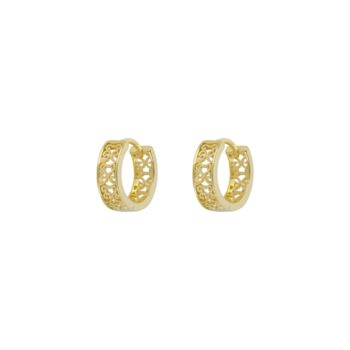 Gold Plated Chunky Patterned Hoop Earring, 3 of 8