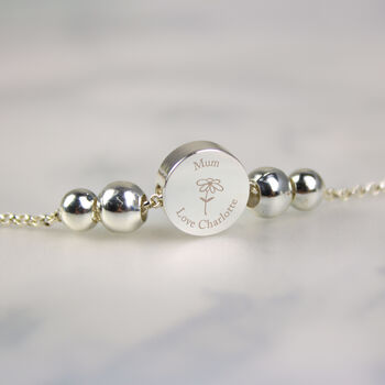 Personalised Silver Tone Flower Disc Bracelet, 3 of 5