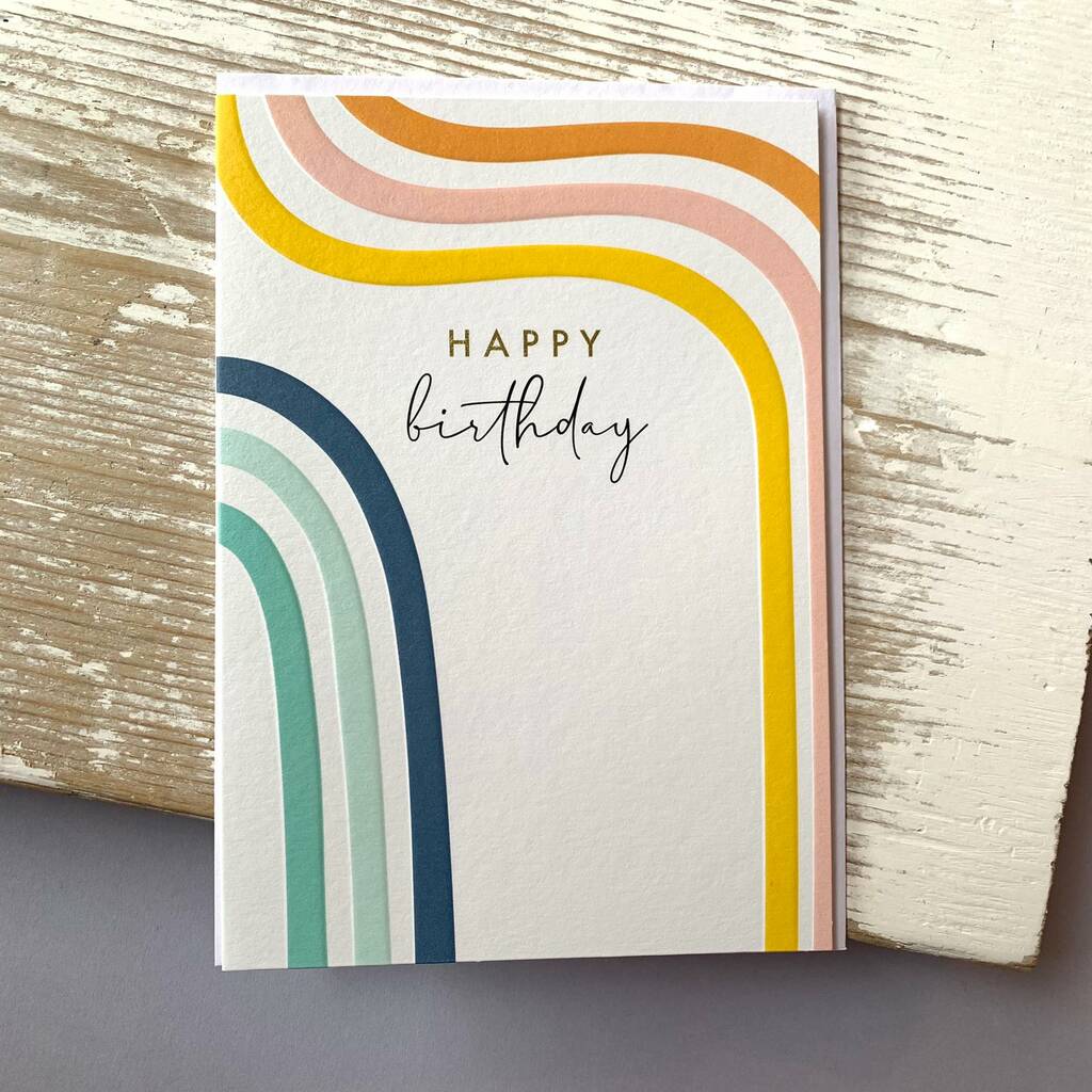 'Happy Birthday' Colourful Lines Birthday Card By Nest ...