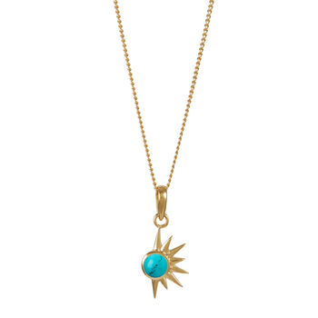 Total Eclipse Turquoise Gold Plated Pendant Necklace, 2 of 6