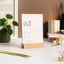 Minimal 2026 Monthly Desk Calendar With Wooden Holder, thumbnail 1 of 10
