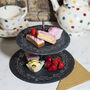 Floral Frame Two Tier Afternoon Tea Slate Cake Stand, thumbnail 1 of 2