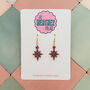 Red Sparkly Festive Star Glitter Christmas Earrings, thumbnail 1 of 5