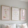 Pink Nursery Print Set | Goose Wall Art | Girls Bedroom Decor | Personalised Name Prints, thumbnail 1 of 4