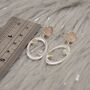Rose Quartz, Moonstone Silver Earrings, thumbnail 2 of 3