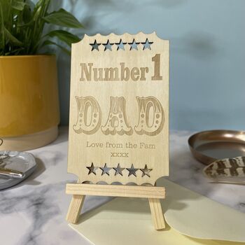 No1 Dad Father's Day Wooden Card, 2 of 9