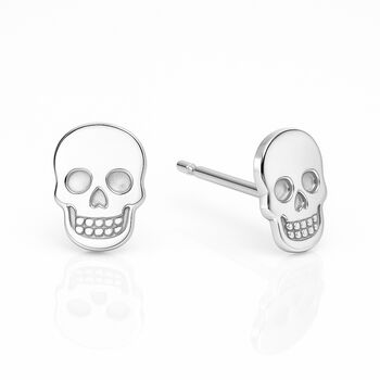 Sterling Silver Skull Stud Earrings – 8mm, 2 of 6