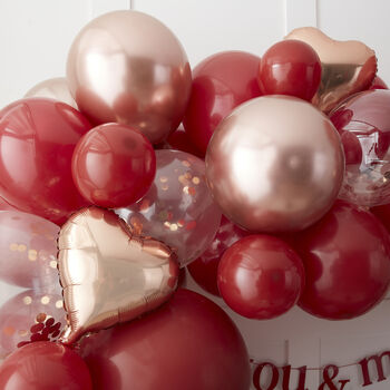 Valentines Red, Pink, Rose Gold Chrome Balloon Arch Kit, 3 of 4