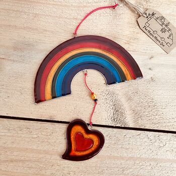 Rainbow And Heart Stained Glass Effect Sun Catcher, 7 of 10