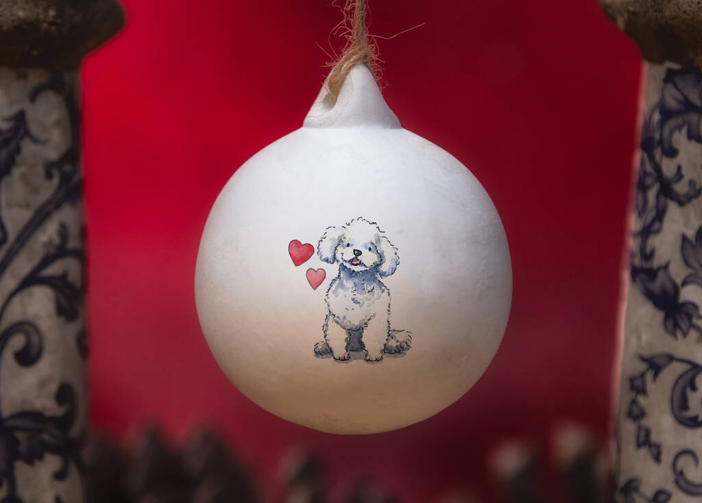 Bichon Frise Ceramic Round Bauble, 1 of 5