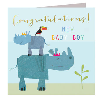 Gold Foiled Baby Boy Rhinos Card, 5 of 5